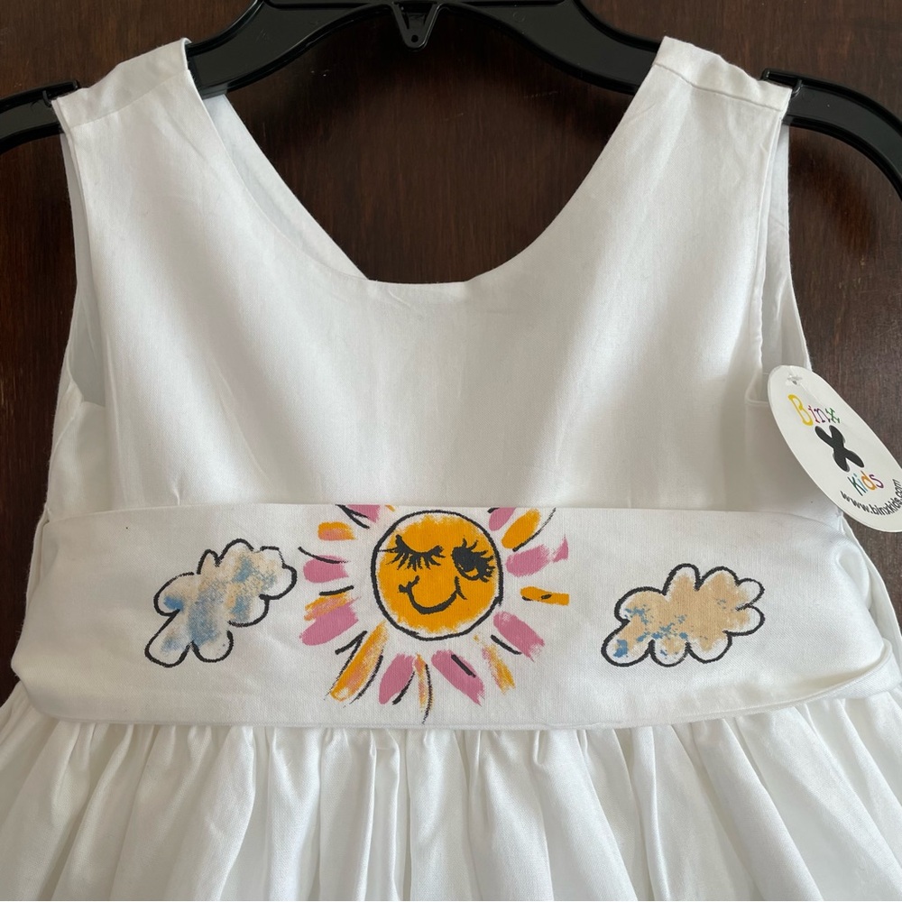 NWT RARE 2pc Hand Painted White dressy Dress girls 6 Binx house cat - Picture 2 of 8
